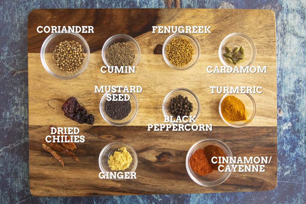 Ingredients for making Homemade Curry Powder
