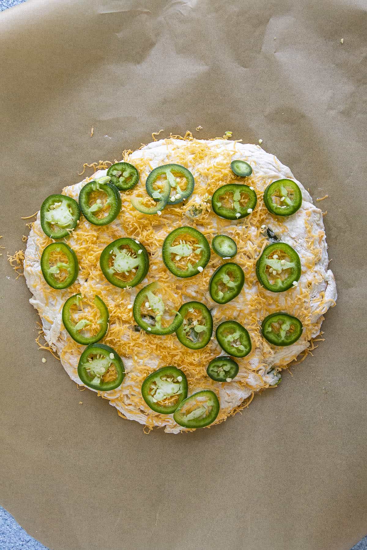 Jalapeno Cheddar Dutch oven bread ready for baking
