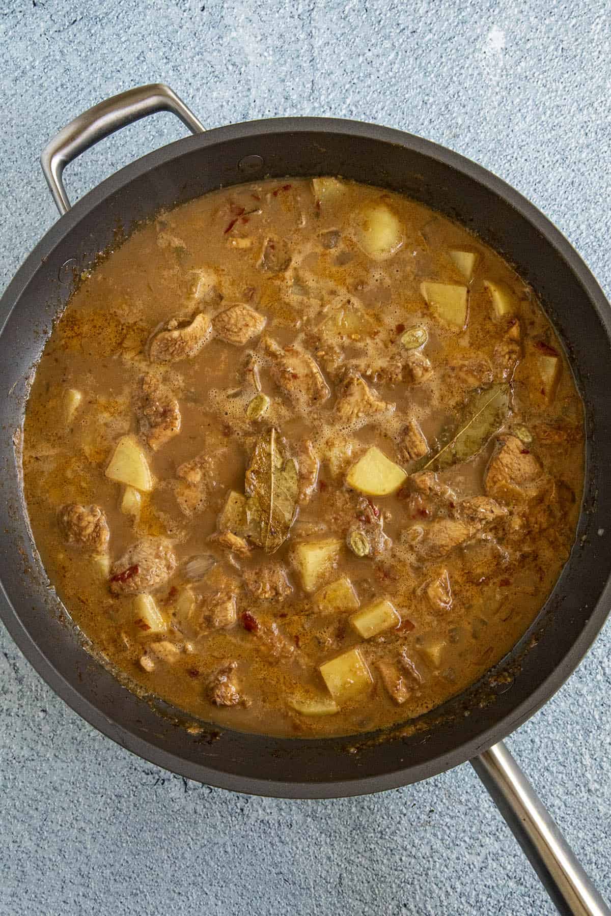 Massaman Curry simmering in a pan