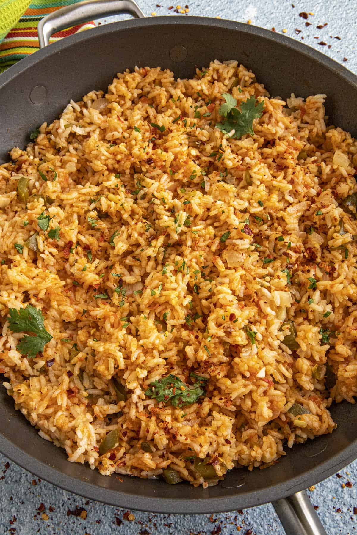 Mexican Rice in a pan, ready to serve