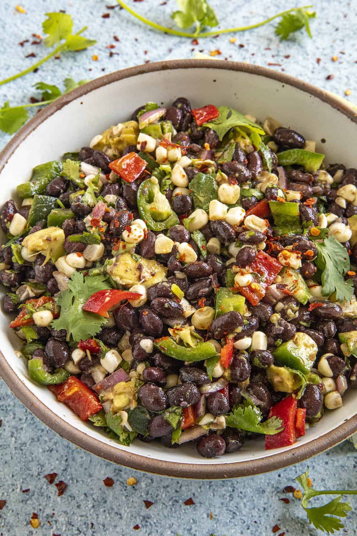 Black Bean Salad in a bowl, ready to serve