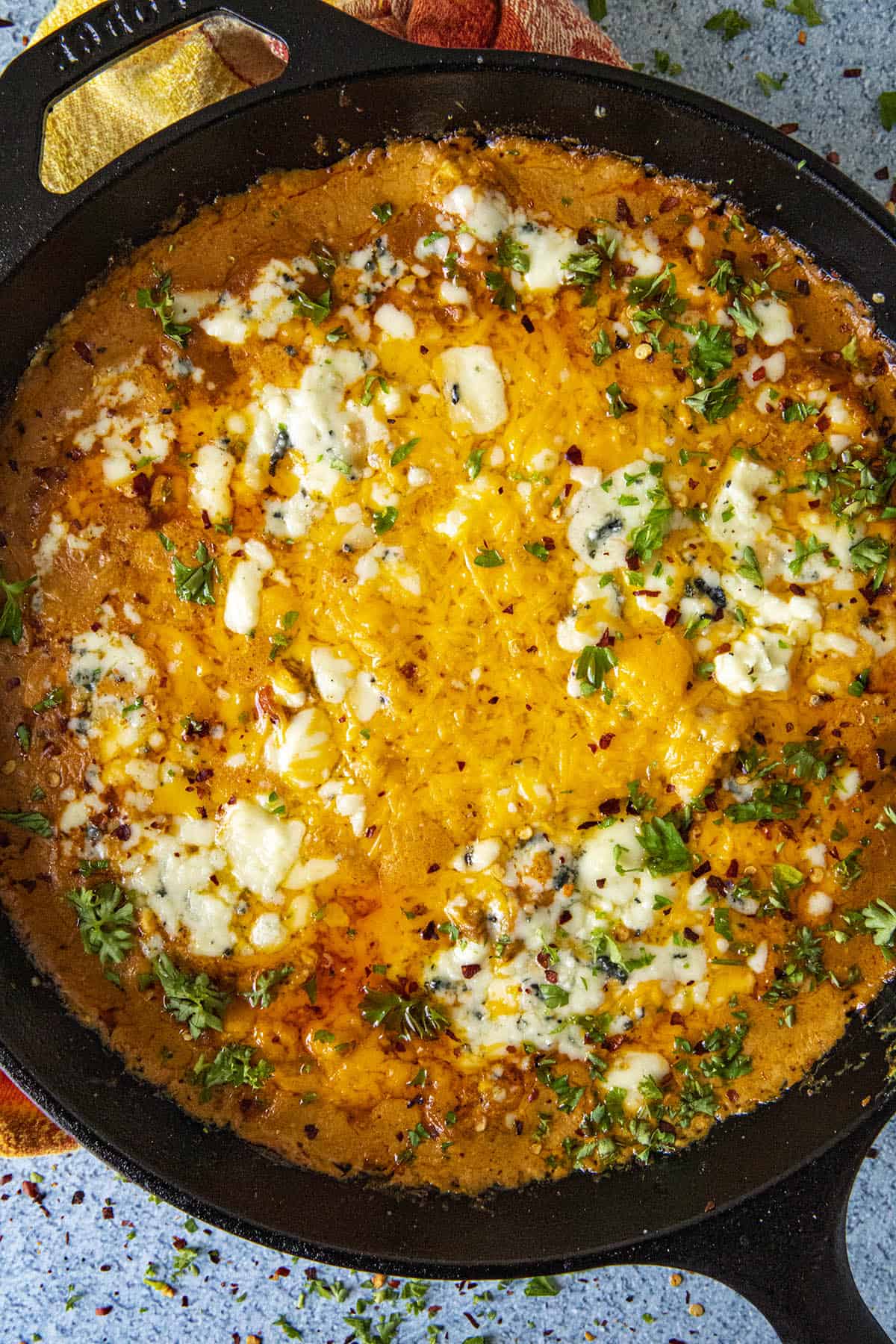 Hot Buffalo Chicken Dip ready to serve