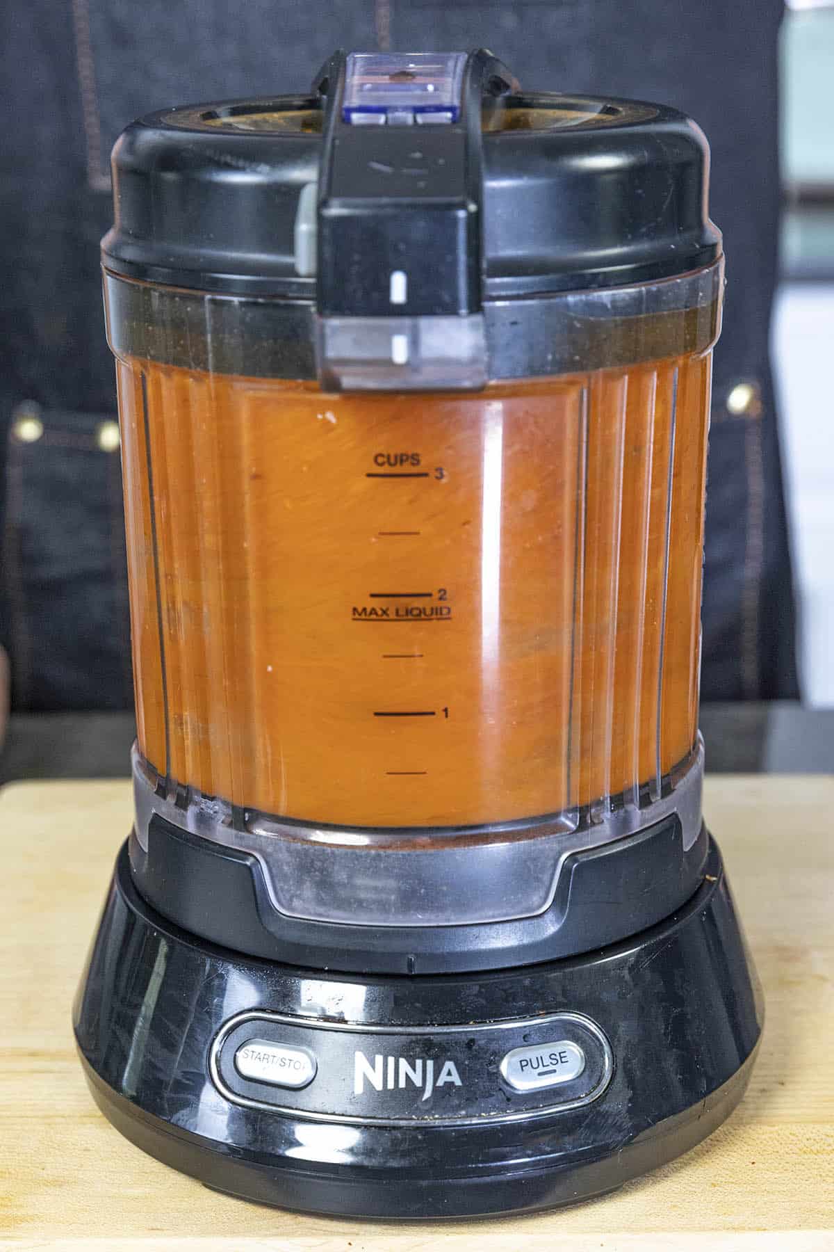 Processing Habanero Hot Sauce in a food processor