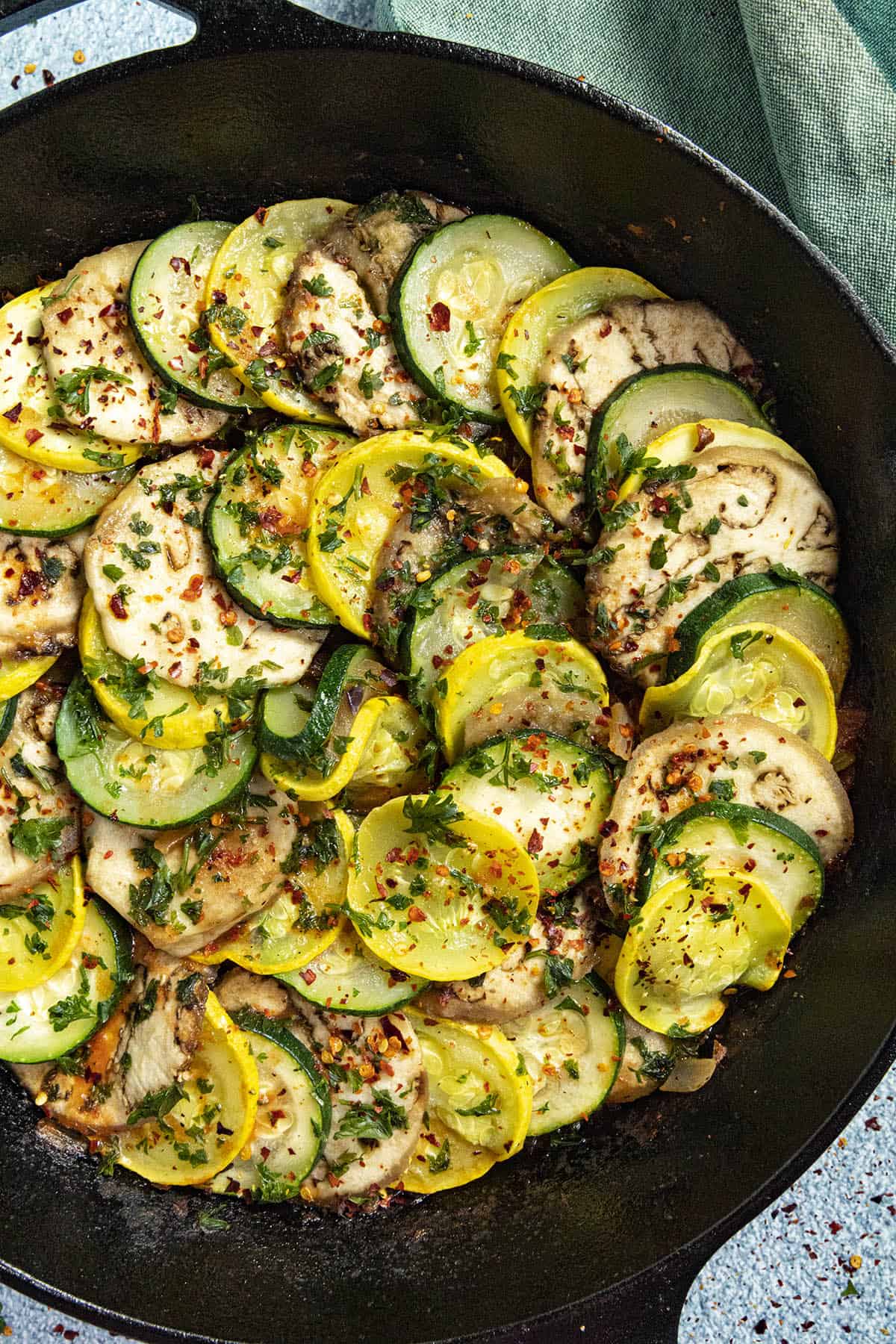 Ratatouille in a hot pan