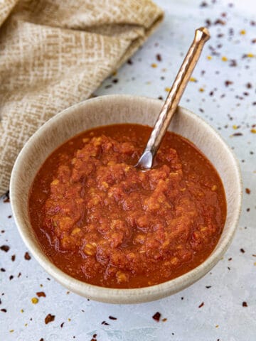 Homemade Chili Garlic Sauce served in a bowl