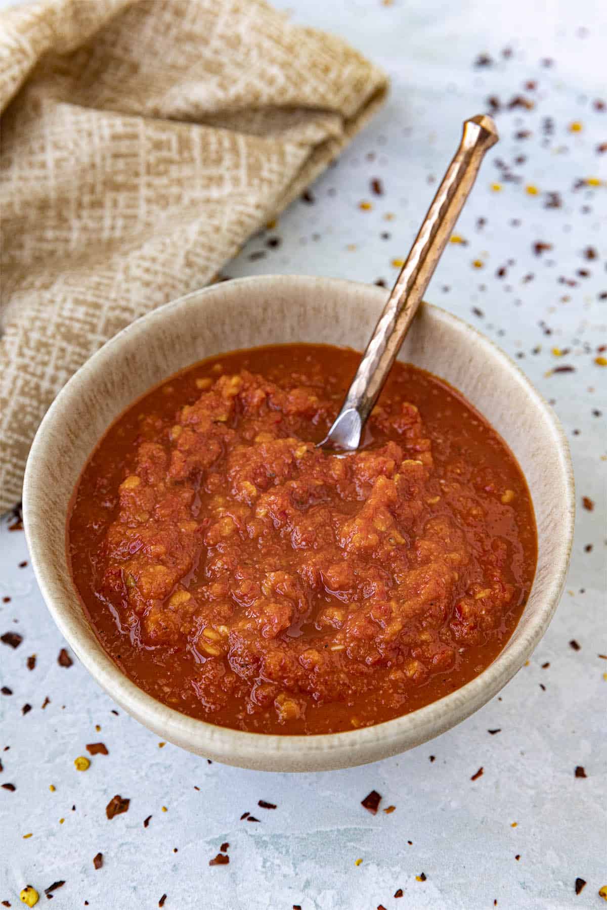 Homemade Chili Garlic Sauce served in a bowl