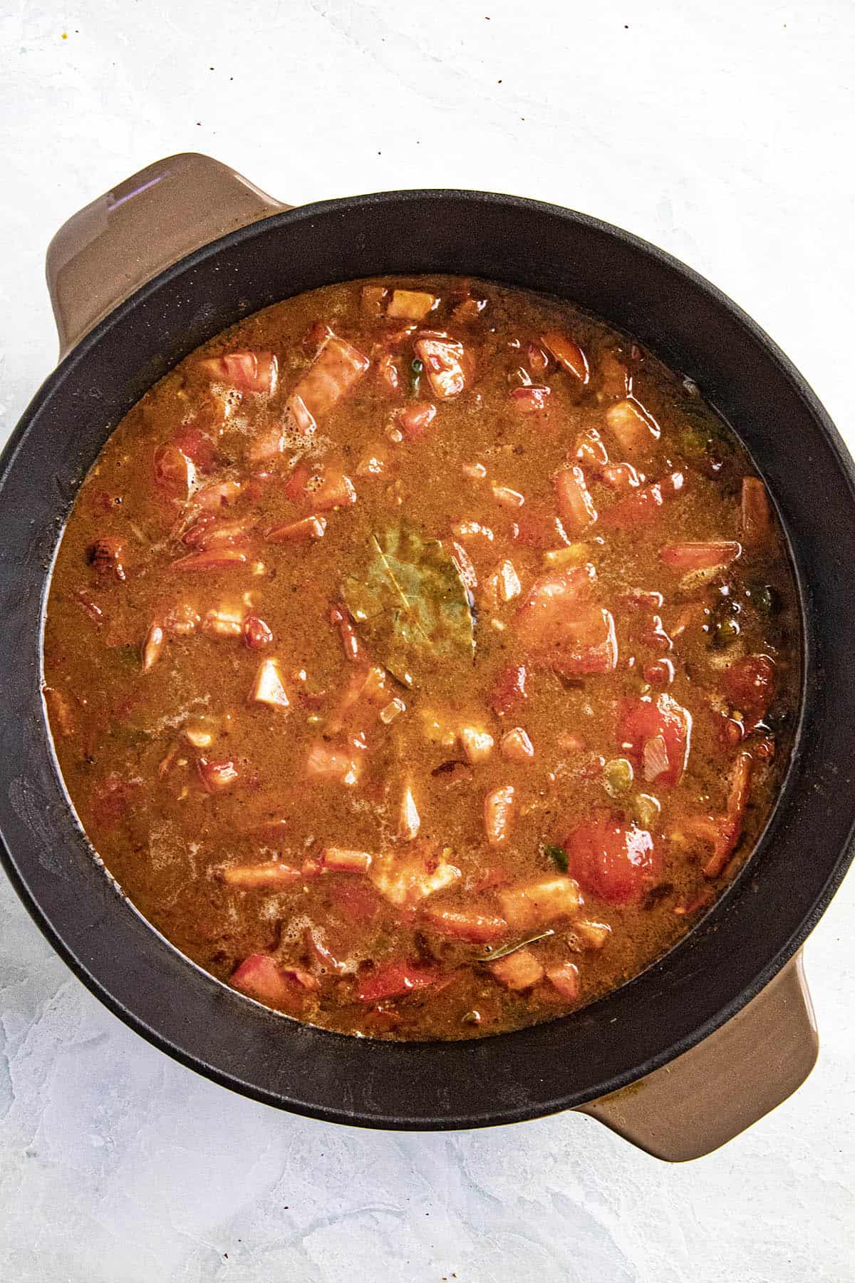 Couvillion simmering in a pot