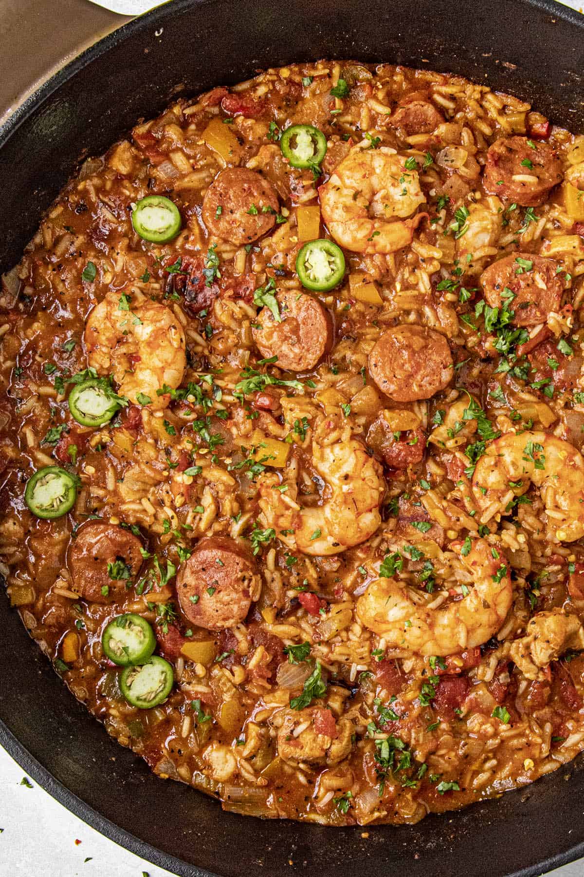 Jambalaya with lots of shrimp and andouille