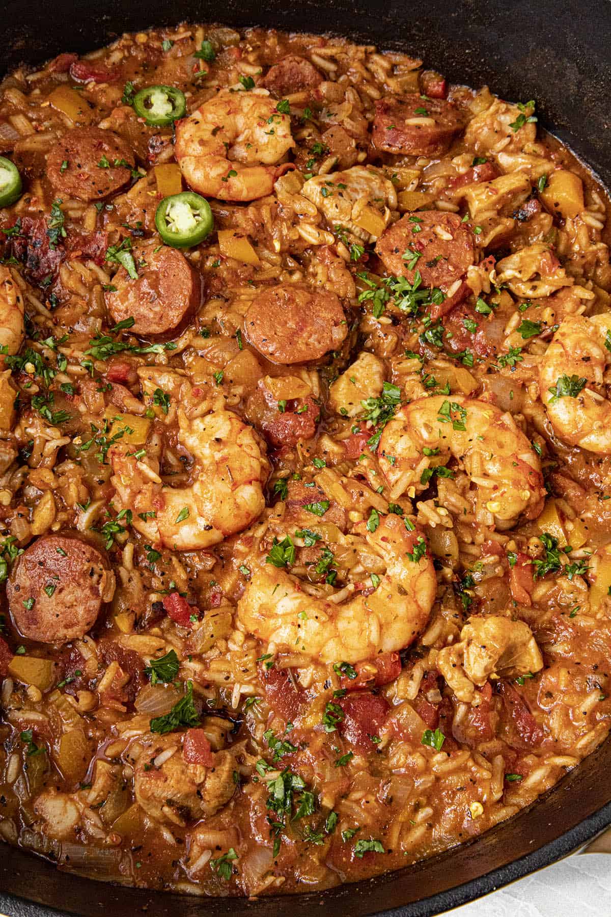 Cajun jambalaya in a pot