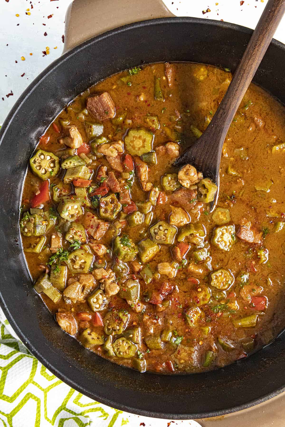 Okra Gumbo in a pot