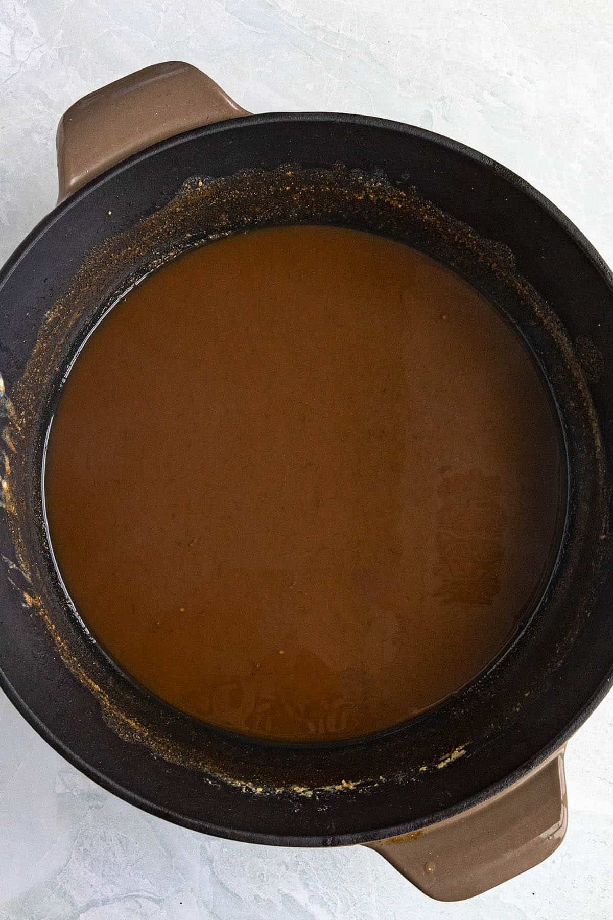 A dark chocolate roux for making Okra Gumbo