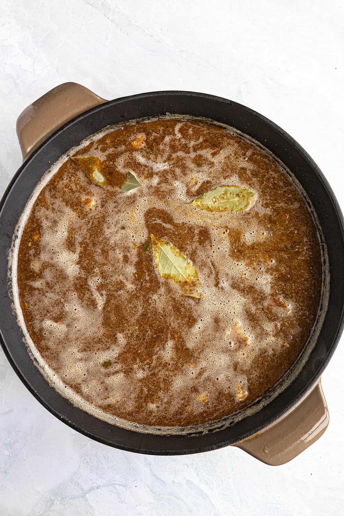 Simmering Okra Gumbo in a pot