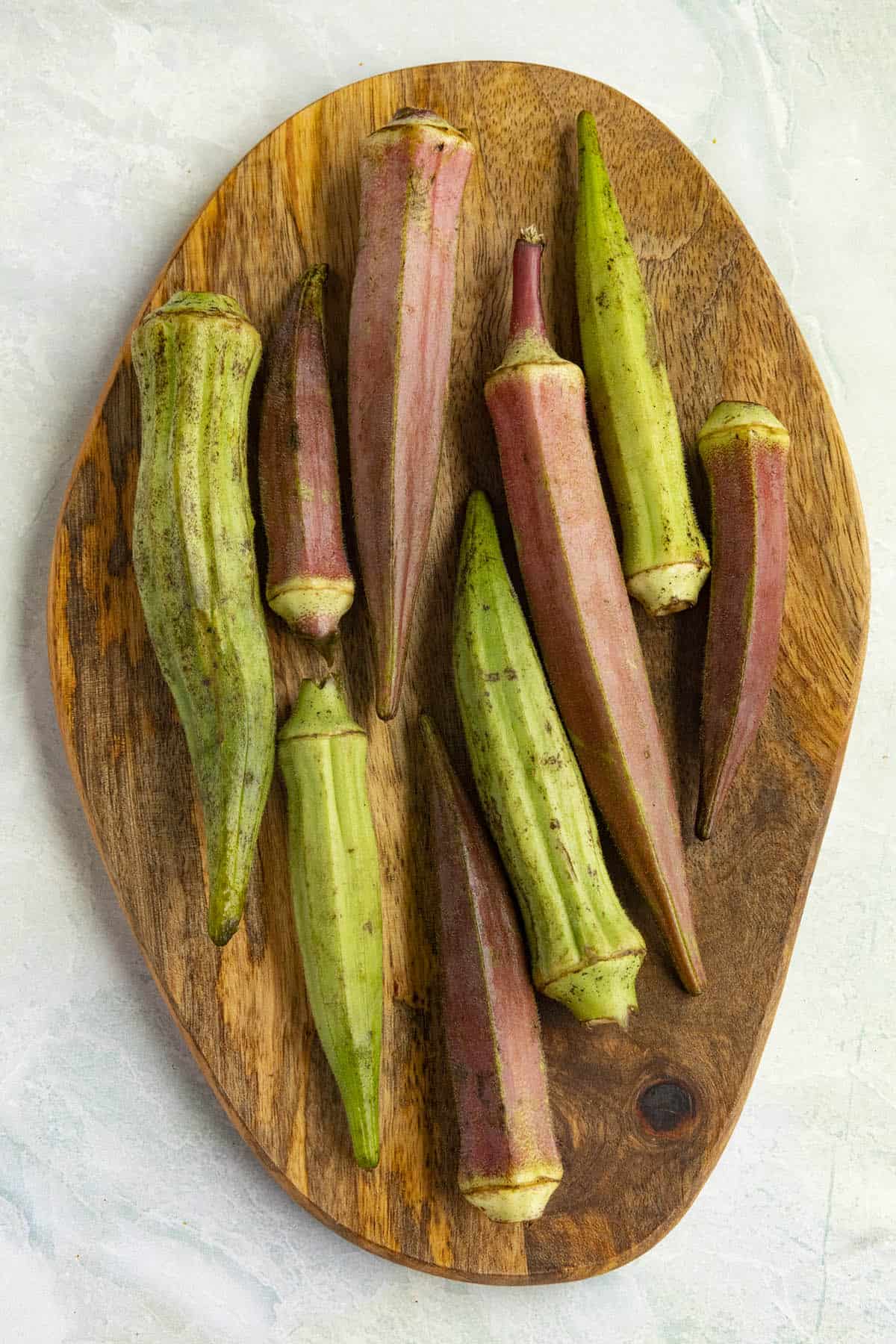 Whole okra on a platter