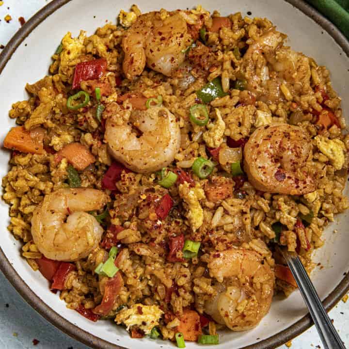 Shrimp Fried Rice in a bowl