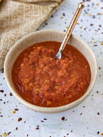 Homemade Chili Garlic Sauce served in a bowl