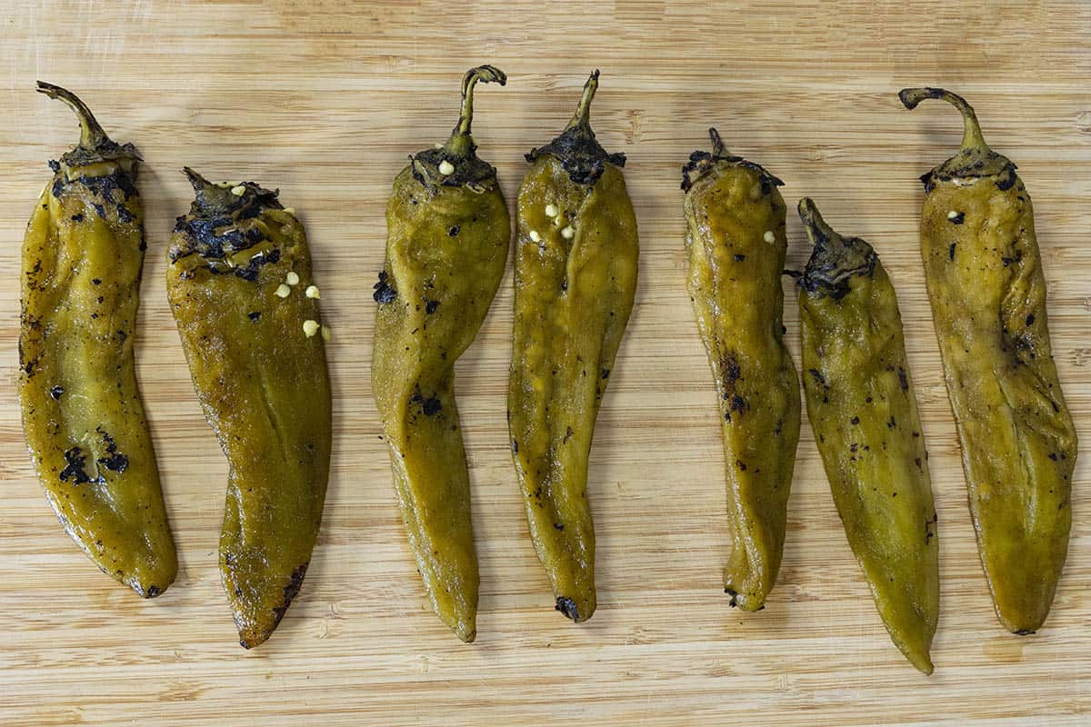 Roasted chiles for making Chile Relleno Casserole