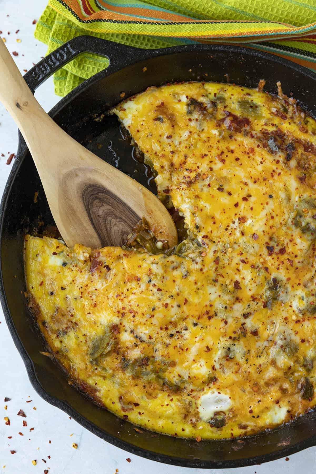 Chile Relleno Casserole in a hot pan