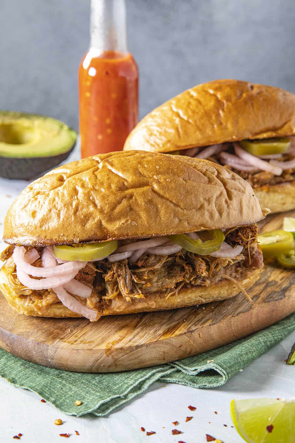 Mexican Tortas, served with hot sauce