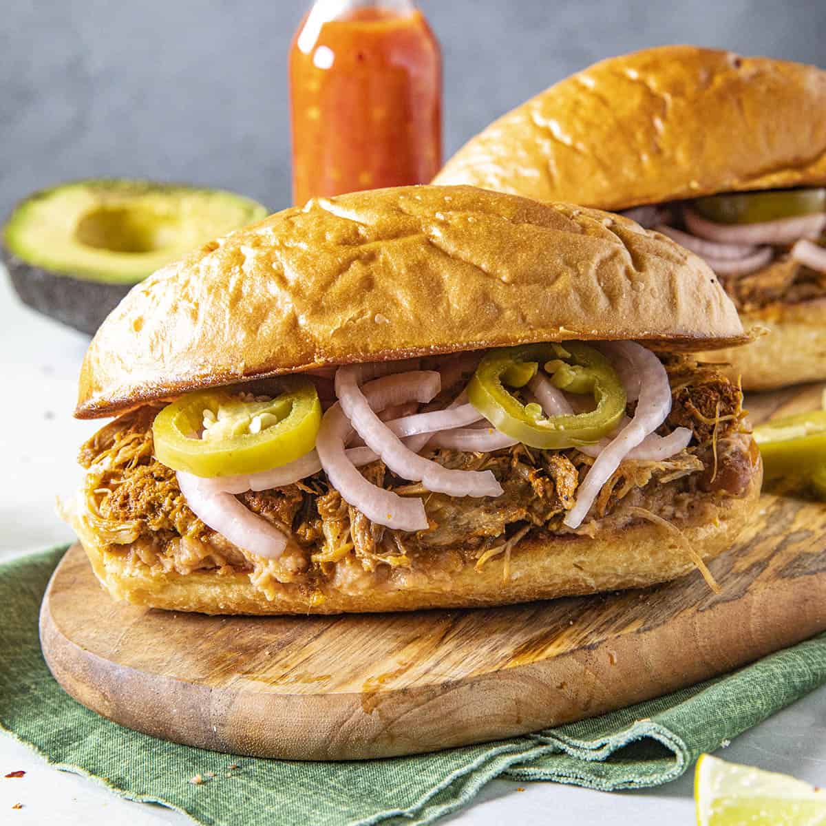 Mexican Torta de Cochinita Pibil (Pulled Pork Sandwich) - Chili Pepper ...