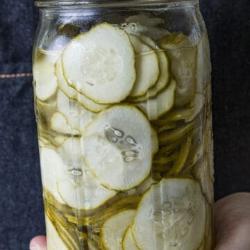 Refrigerator Pickles in a jar