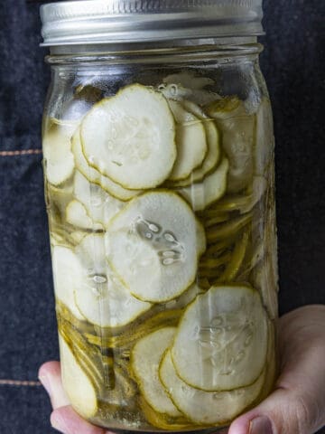 Refrigerator Pickles in a jar