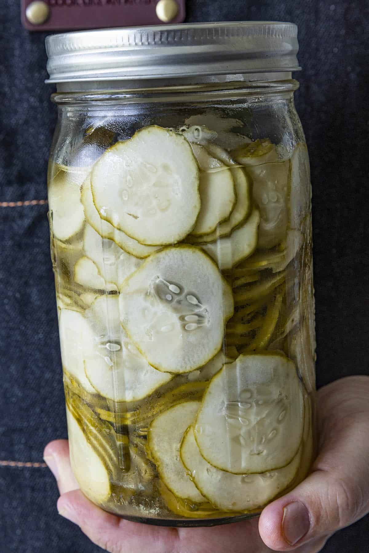 Refrigerator Pickles in a jar