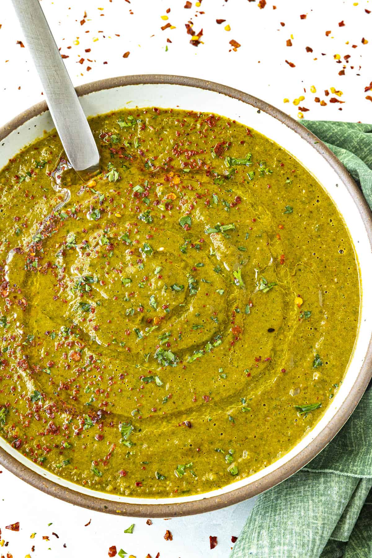 Roasted Poblano Soup in a bowl