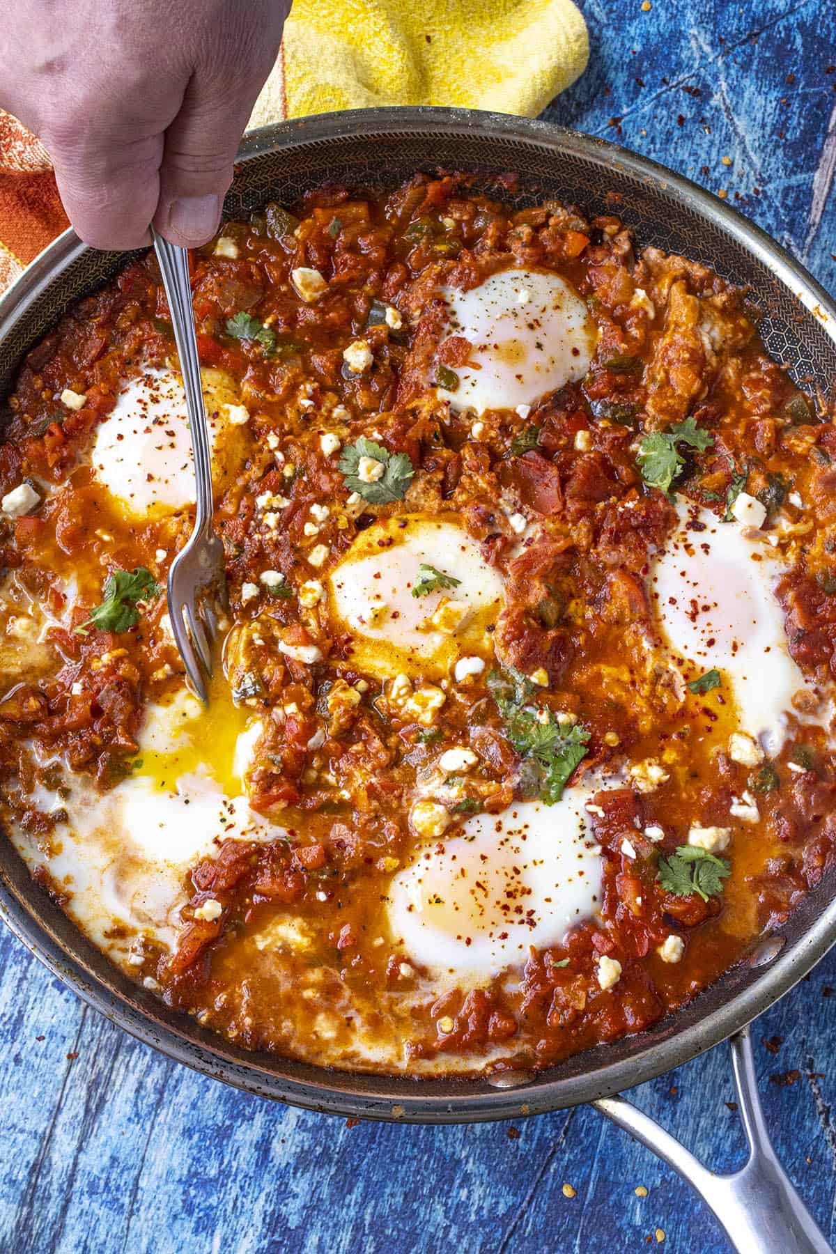 Serving the best ever homemade shakshuka in a skillet