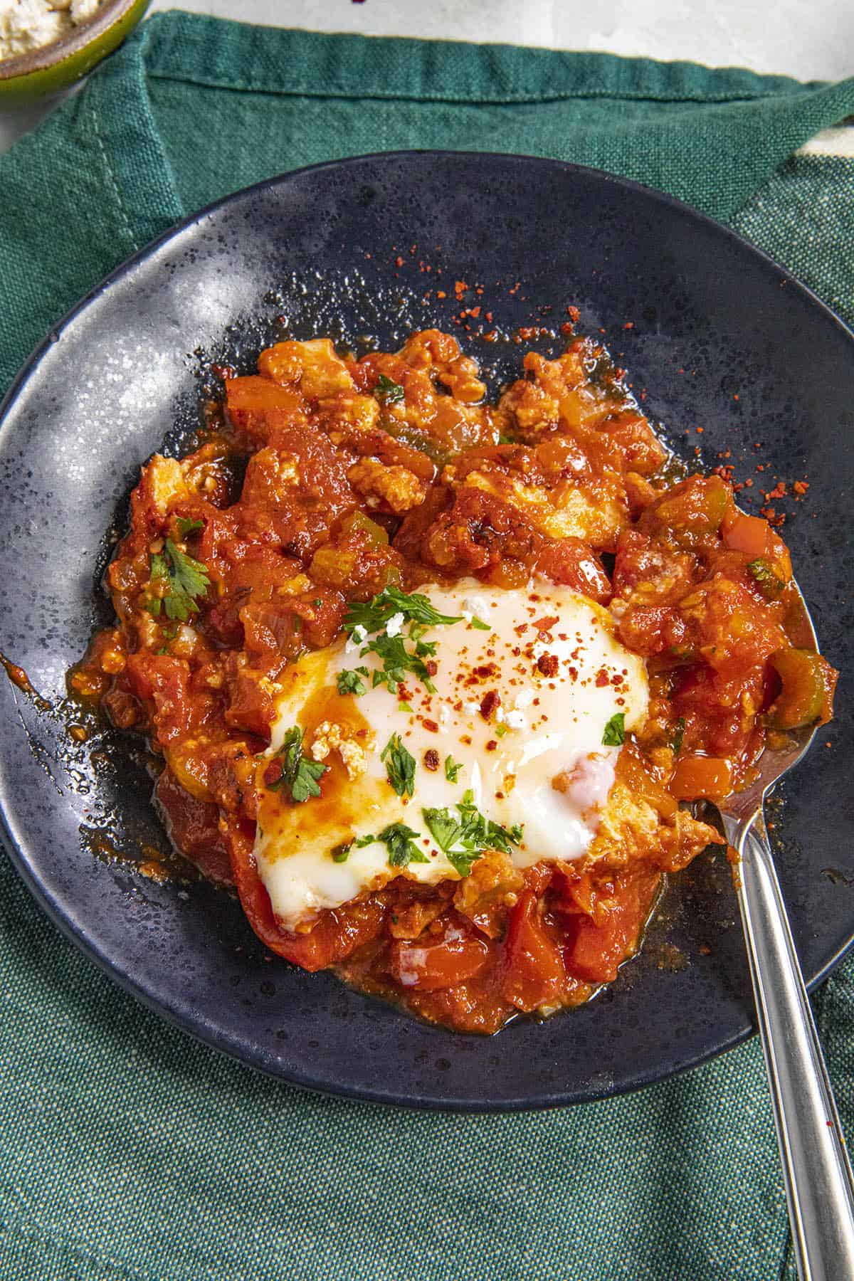 Shakshuka served on a plate