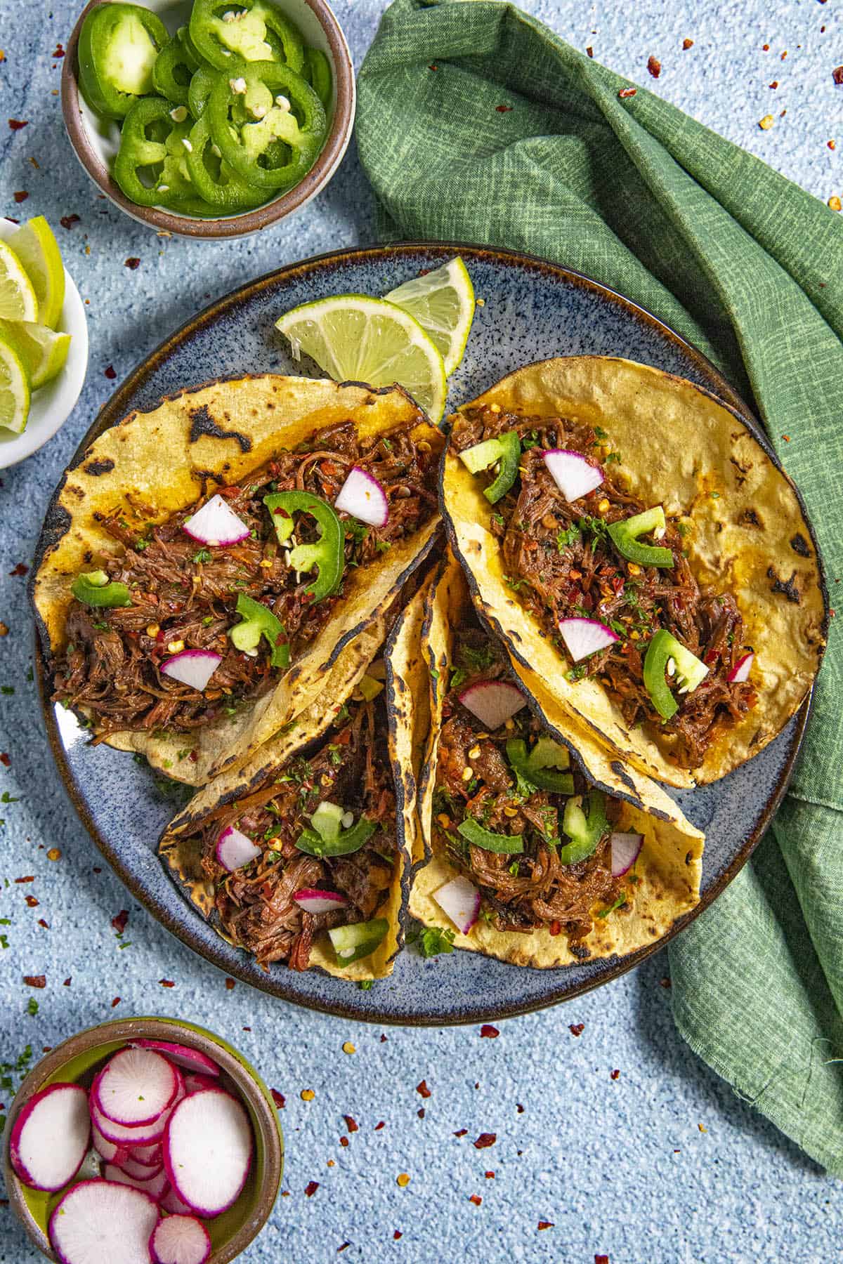 Barbacoa Tacos on a platter