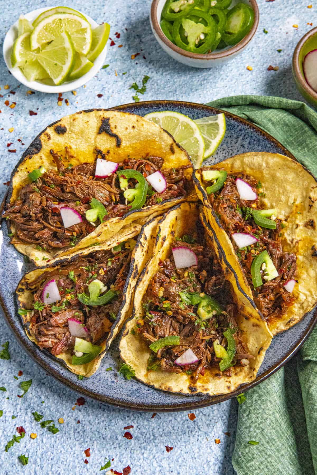 Beef Barbacoa Tacos on a plate