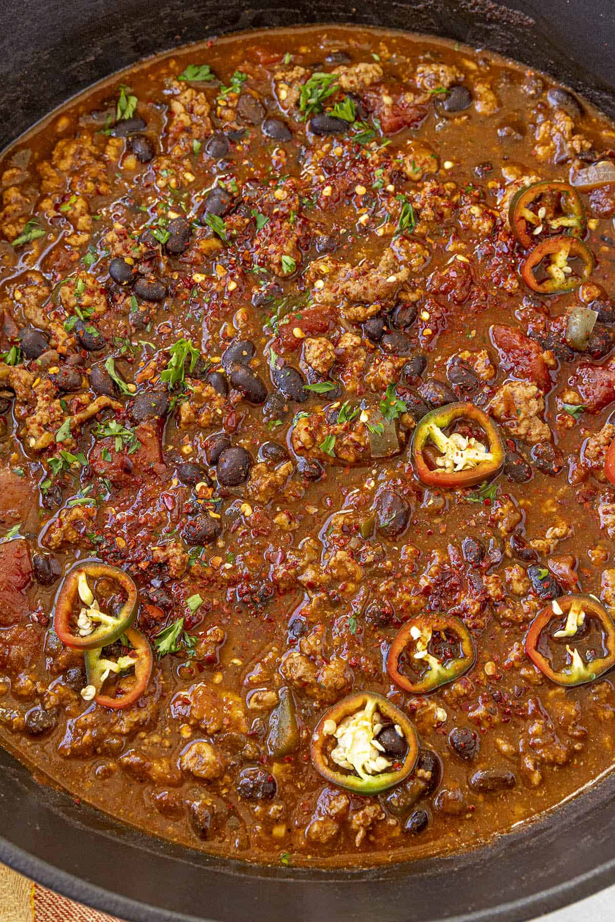 A big pot of Black Bean Chili