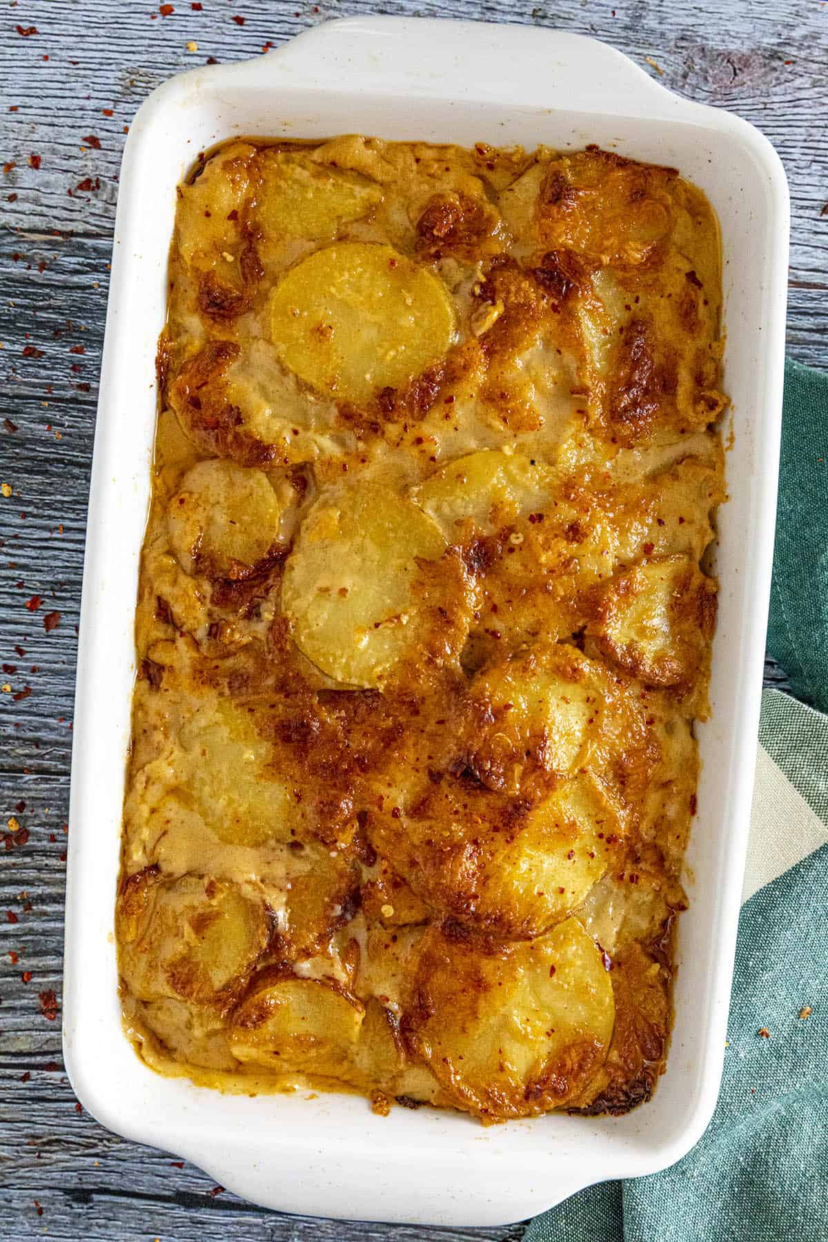 Holiday Scalloped Potatoes just out of the oven