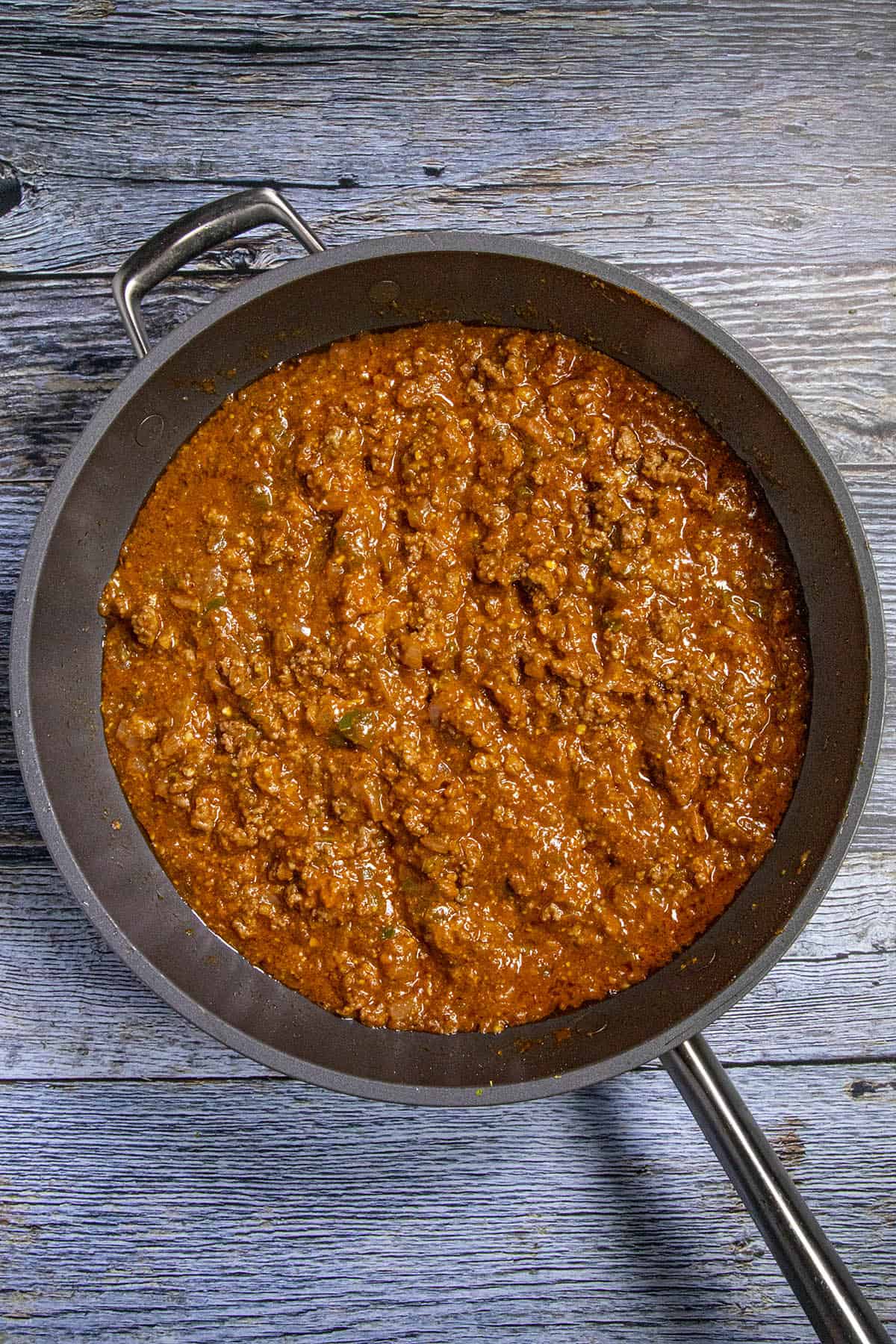 A pan of Sloppy Joes simmering