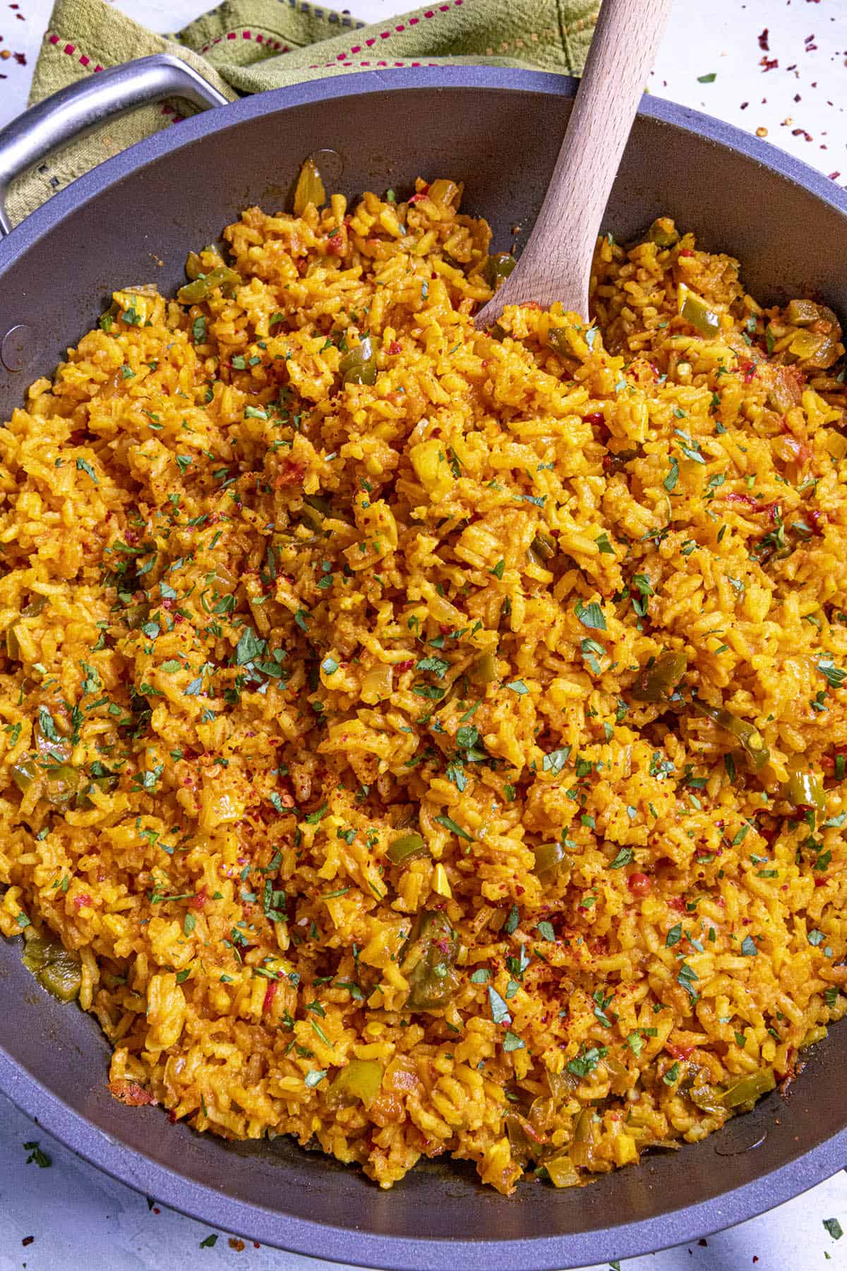 Yellow Rice in a pan, ready to serve