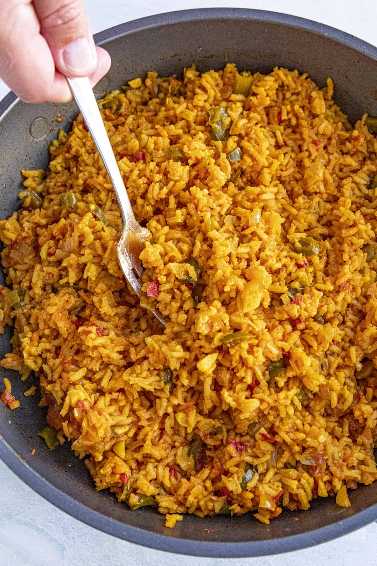 Mike fluffing the Yellow Rice