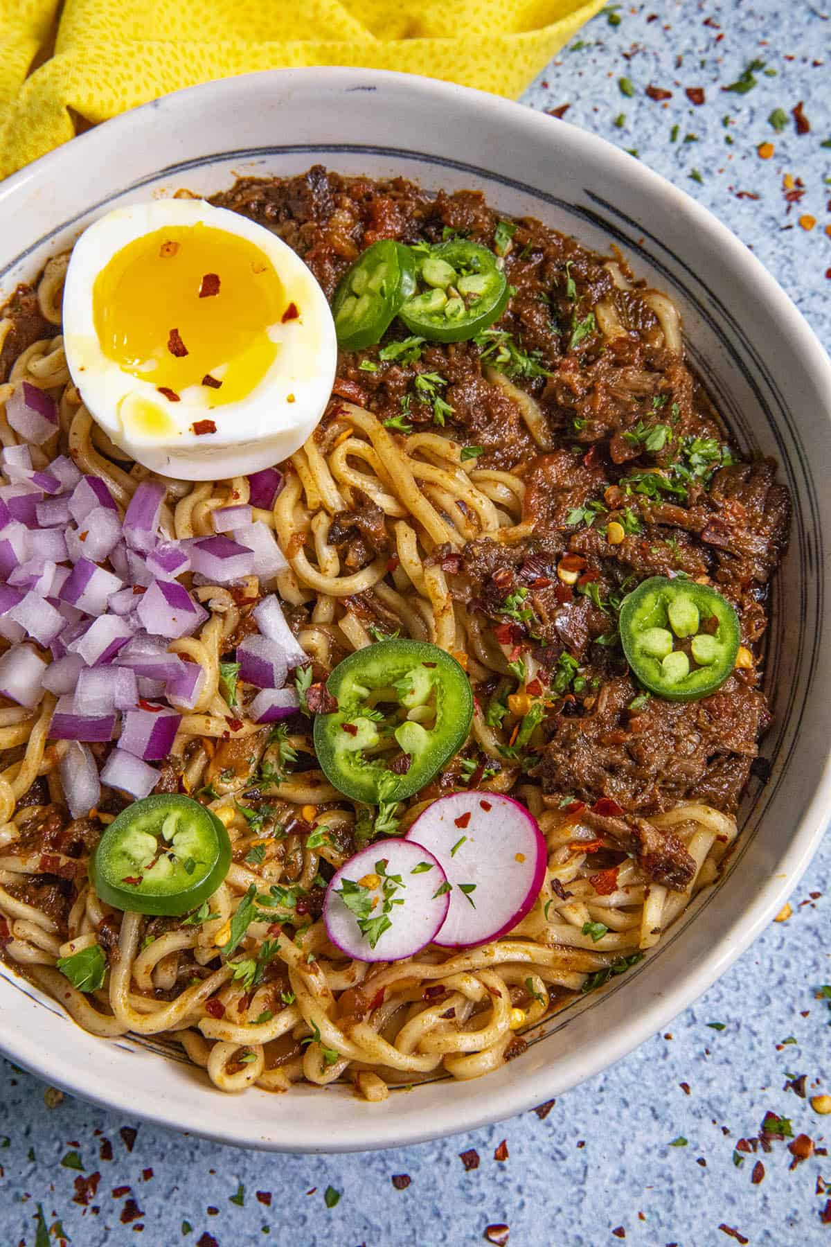 Birria Ramen in a bowl