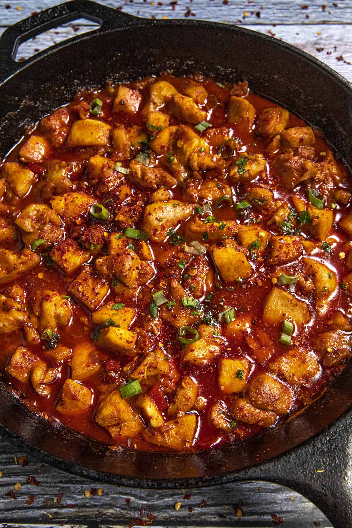 Fiery buldak in a pan