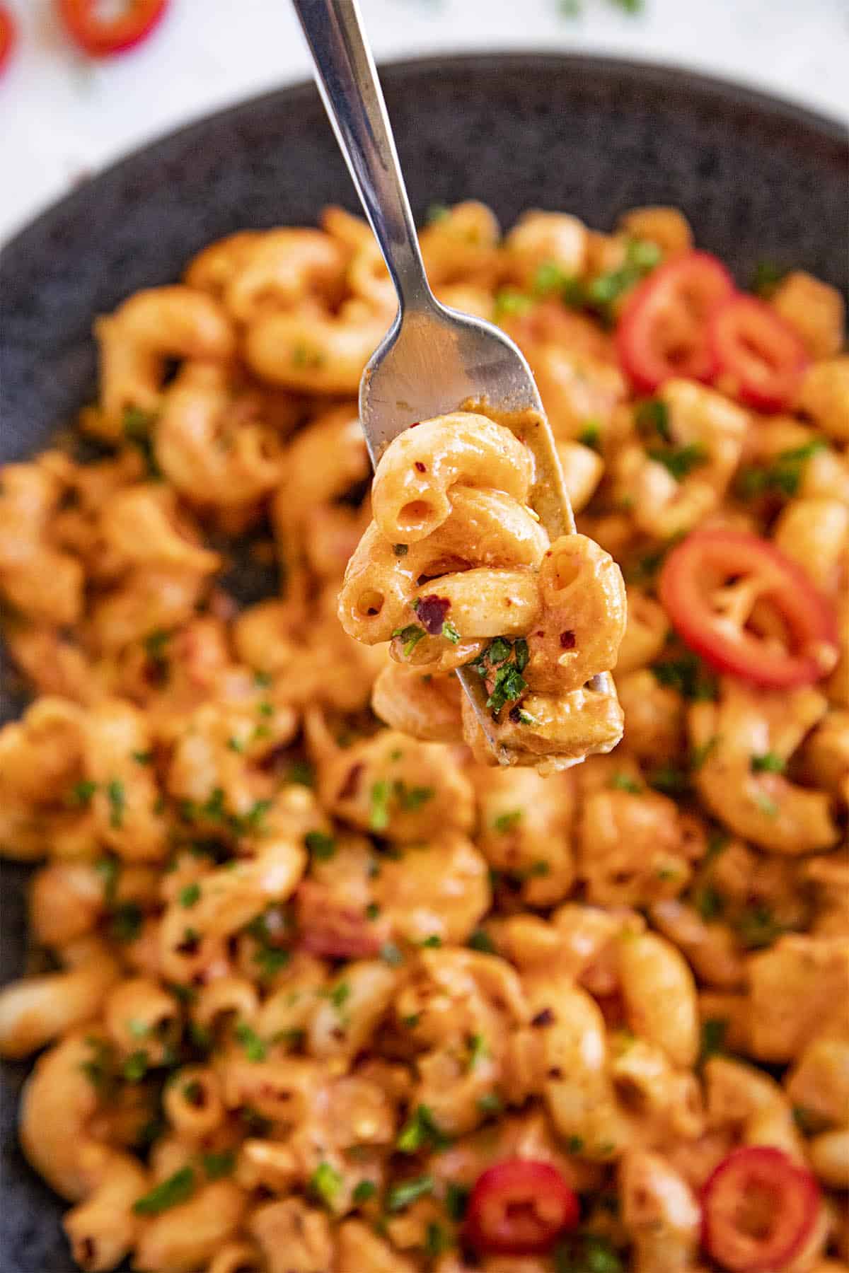 Creamy Cajun Chicken Pasta on a fork