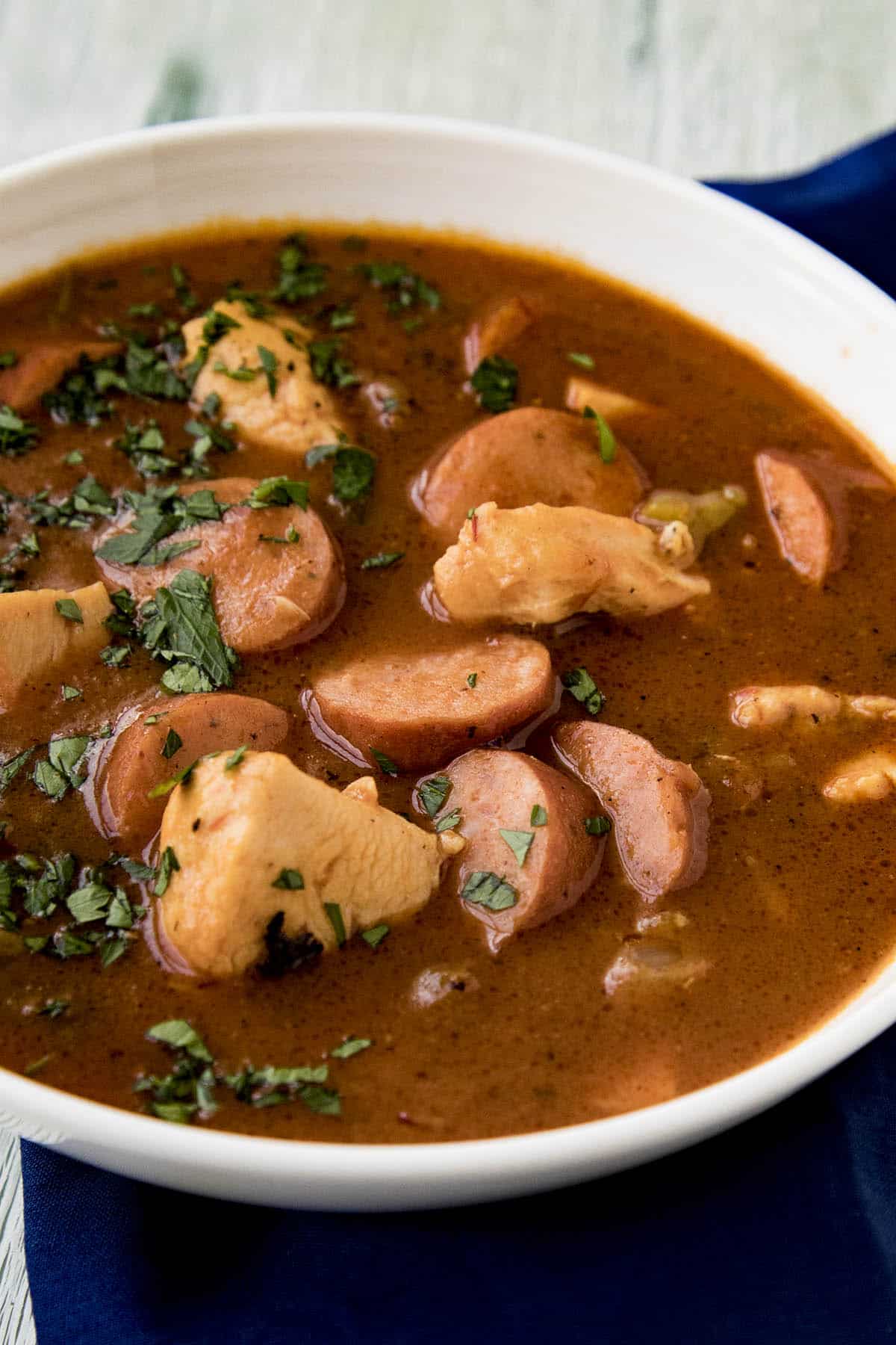 Creole Chicken Sausage Gumbo Recipe in a bowl