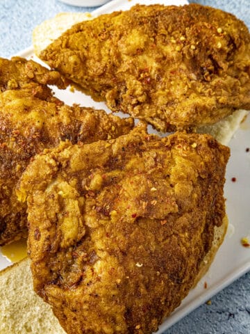 Crispy fried Nashville Hot Chicken ready to eat
