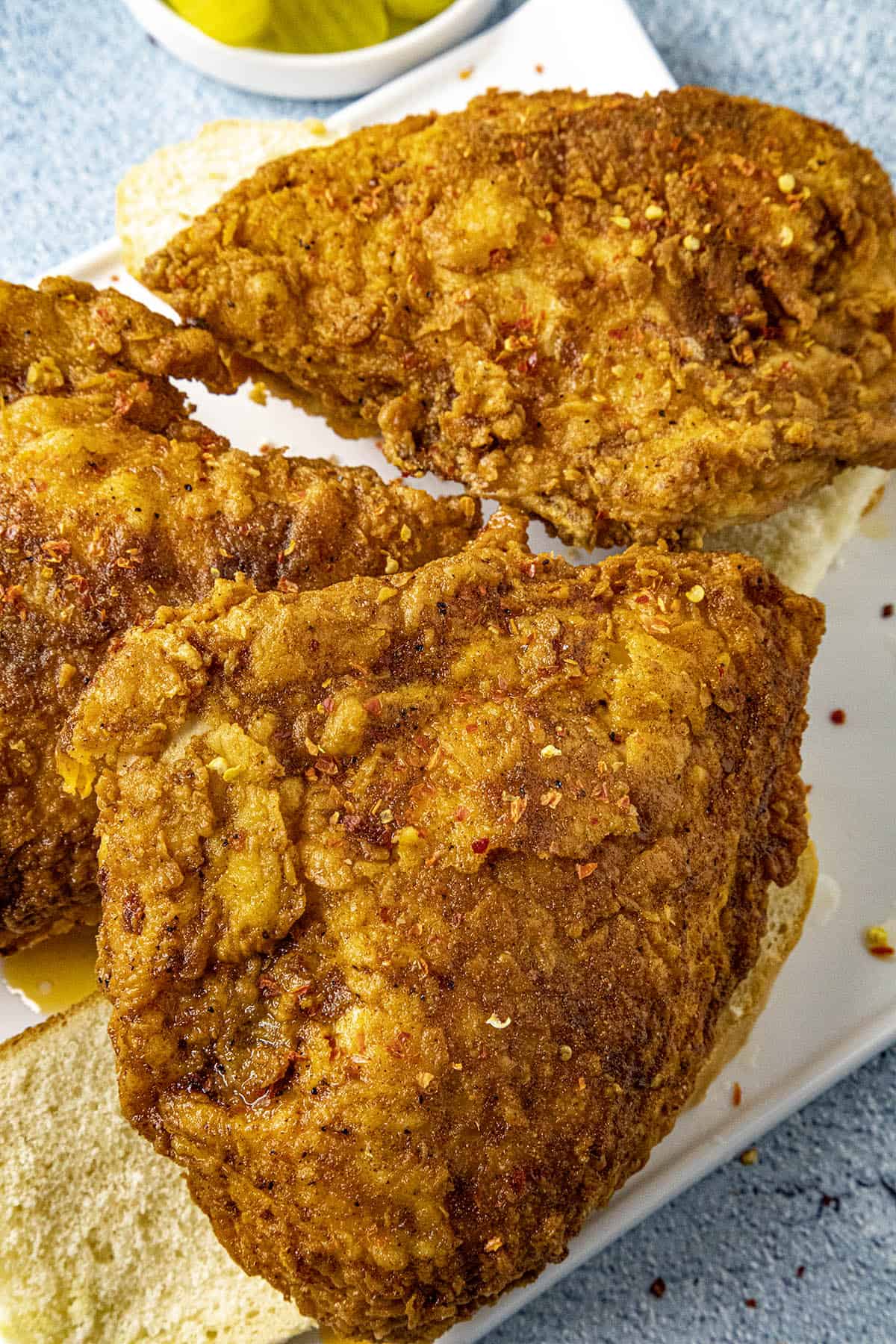 Crispy fried Nashville Hot Chicken ready to eat