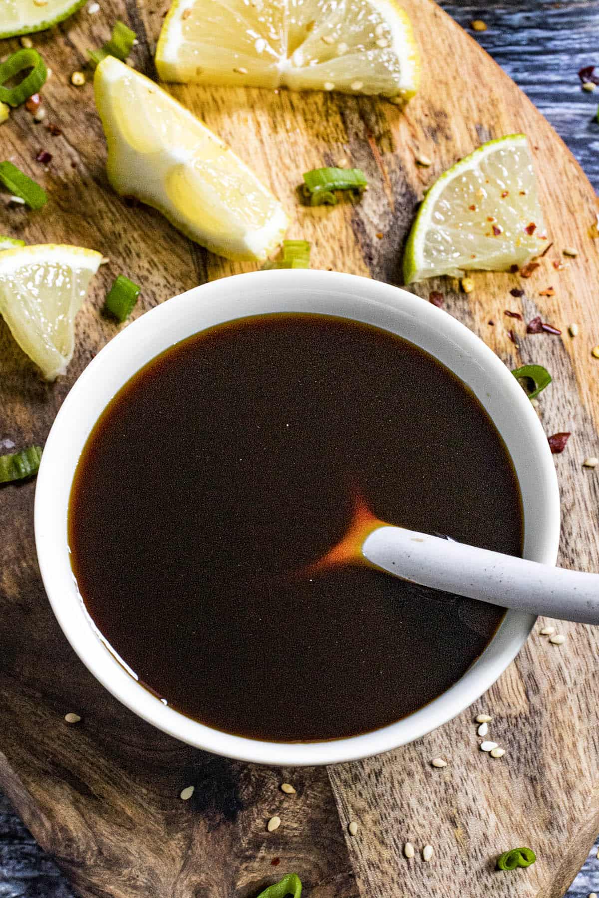 Homemade Ponzu Sauce in a bowl, ready to serve