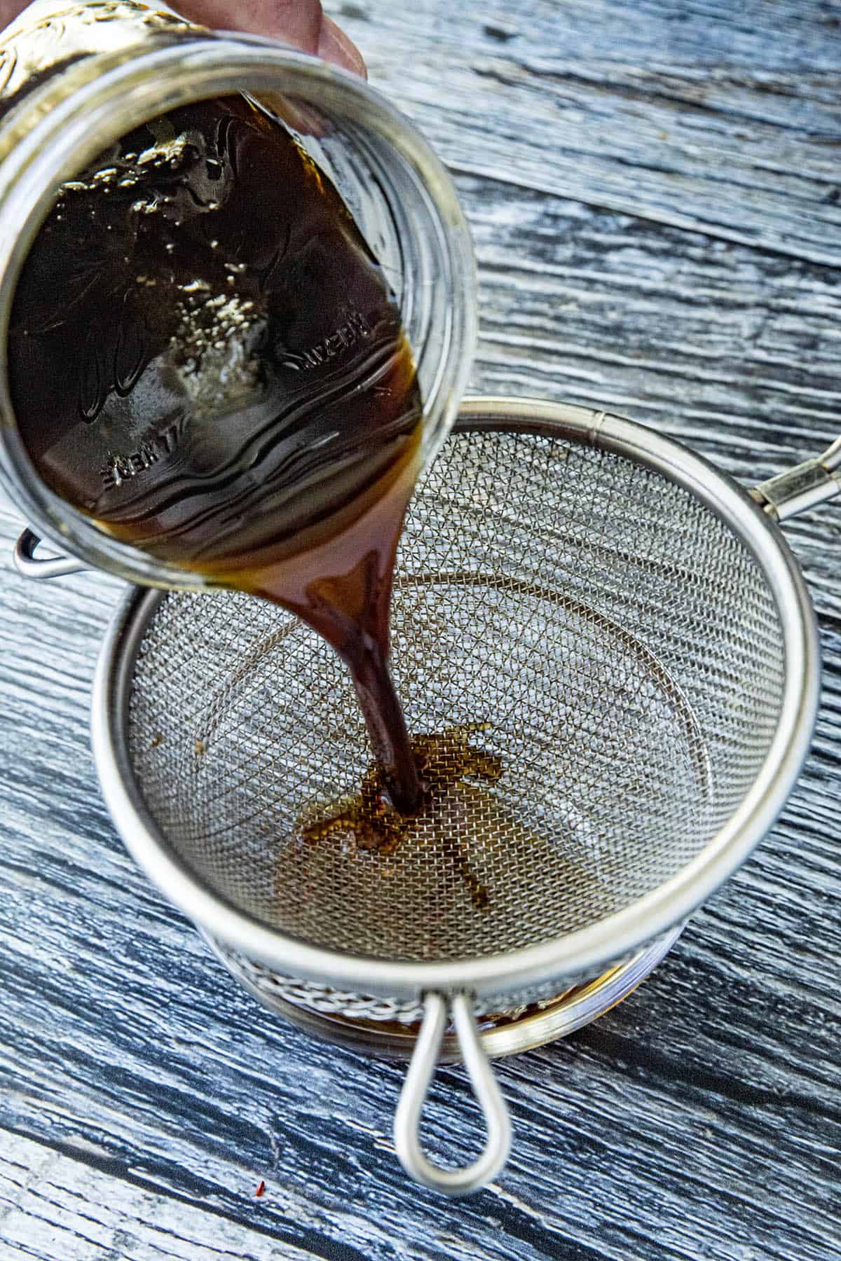 Straining the Ponzu Sauce