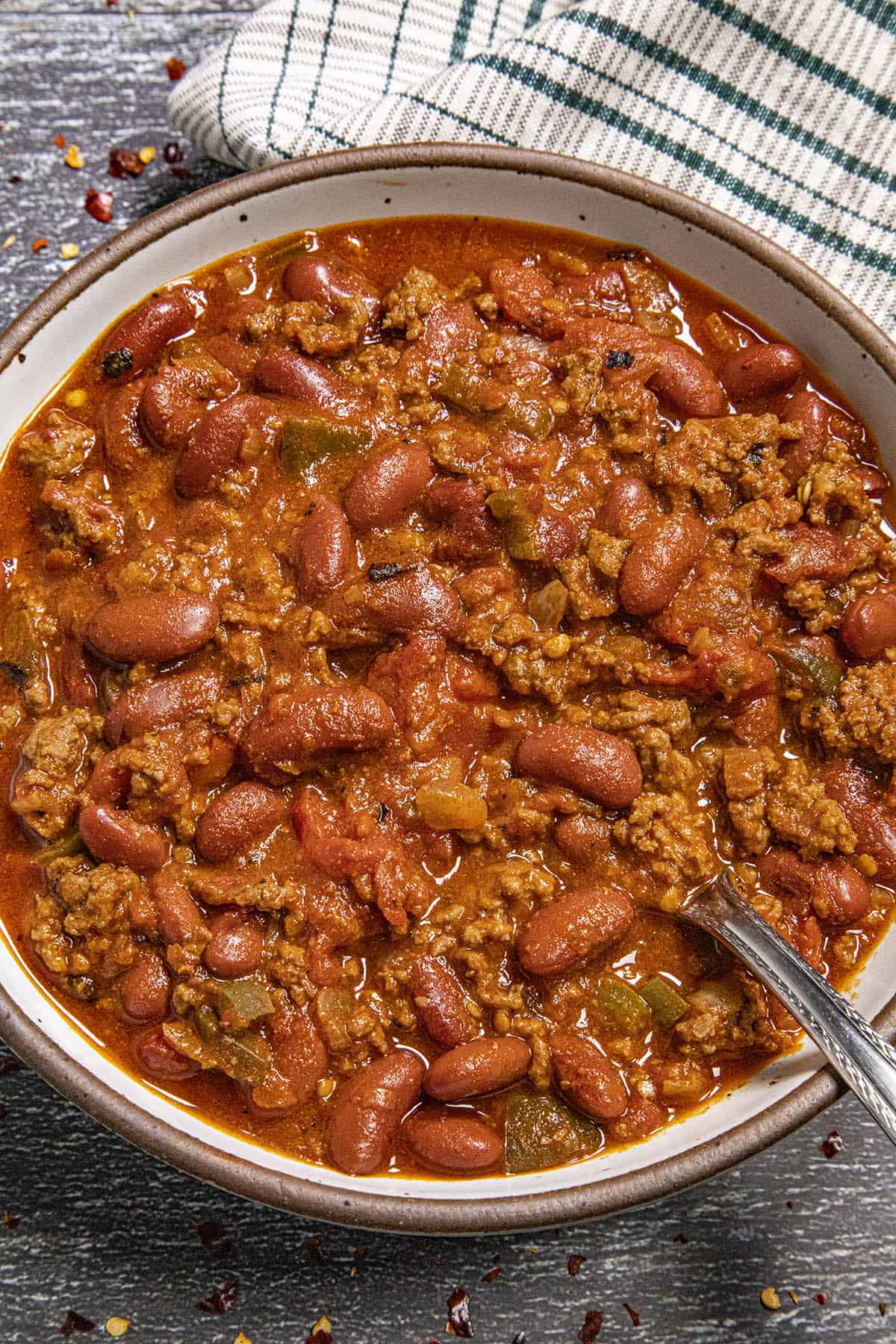 Homemade Chili with beans in a bowl