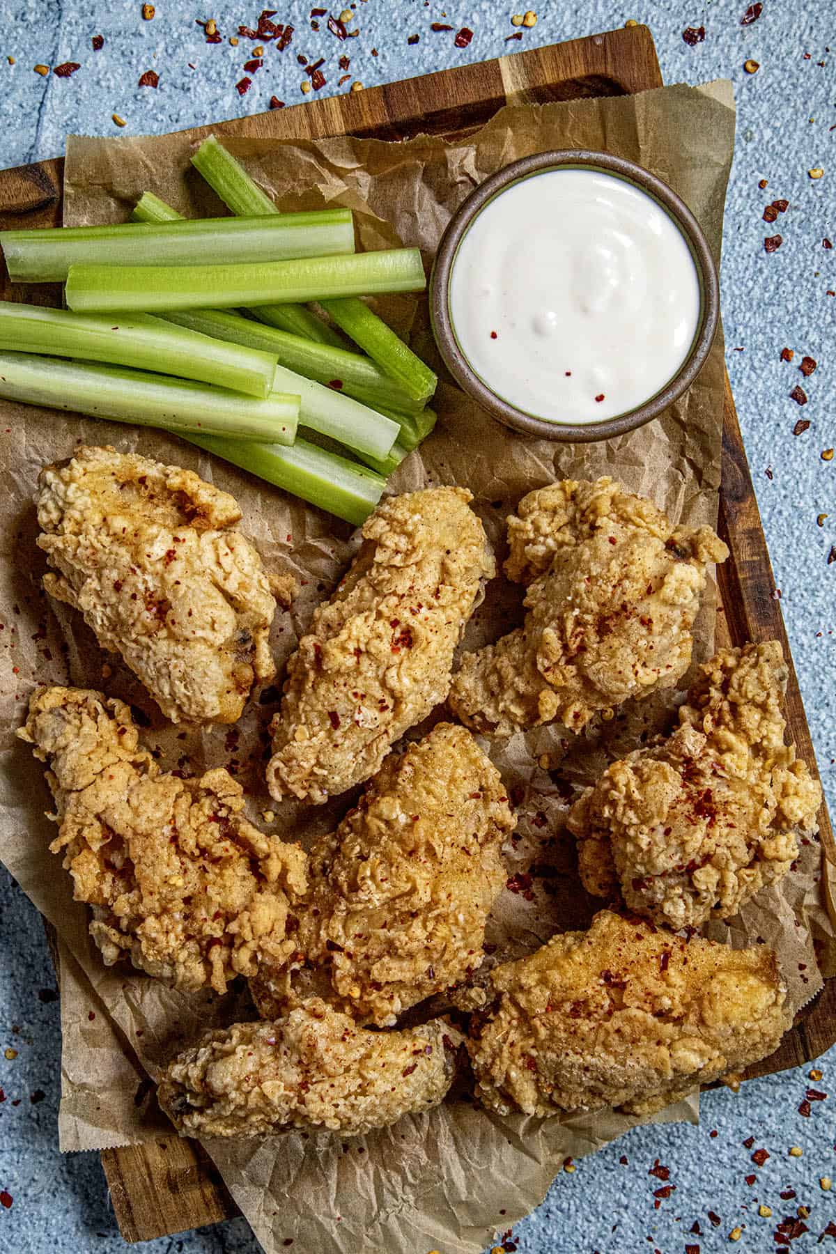 Fried Chicken Wings on a platter, ready to serve