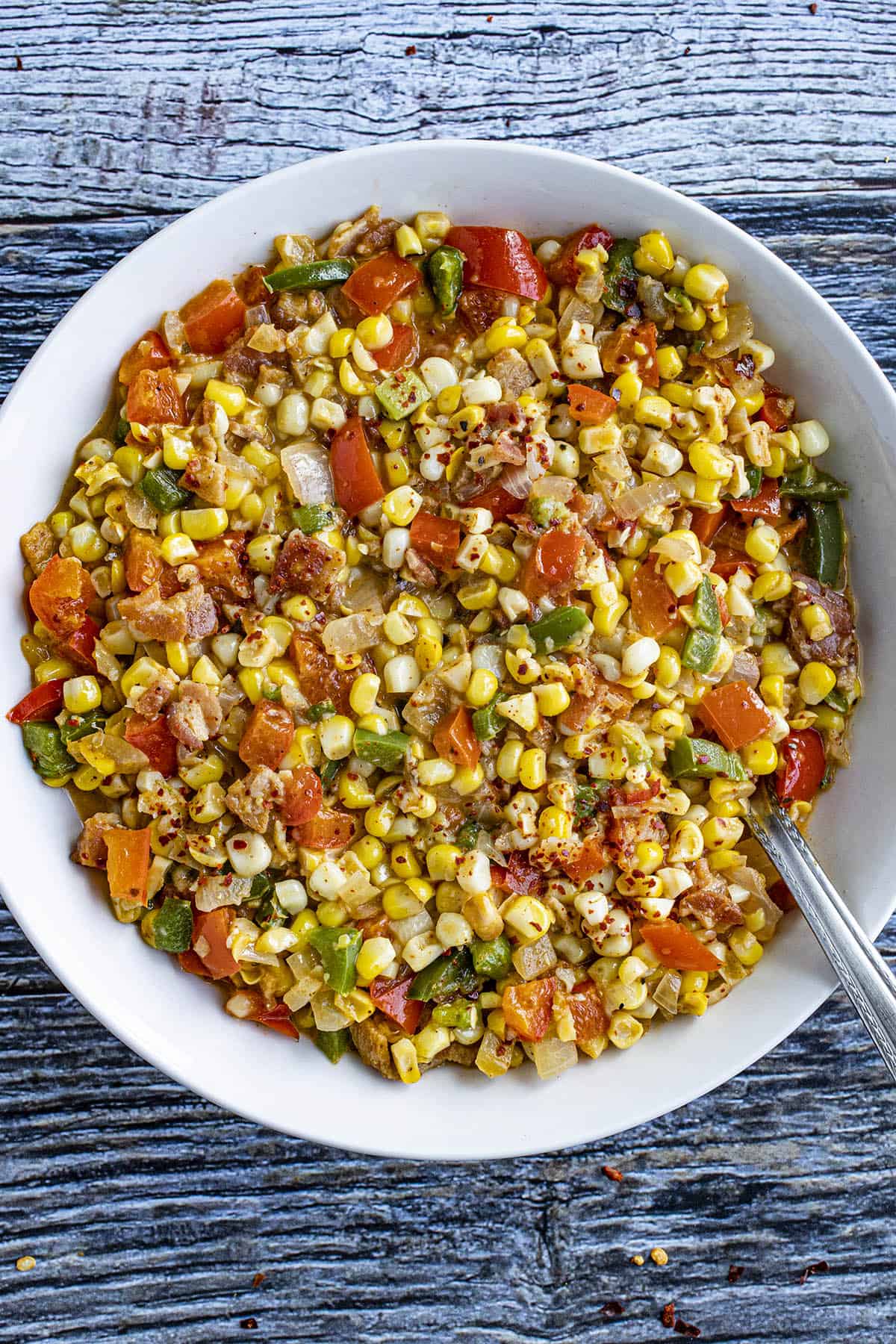 Cajun Corn Maque Choux in a bowl