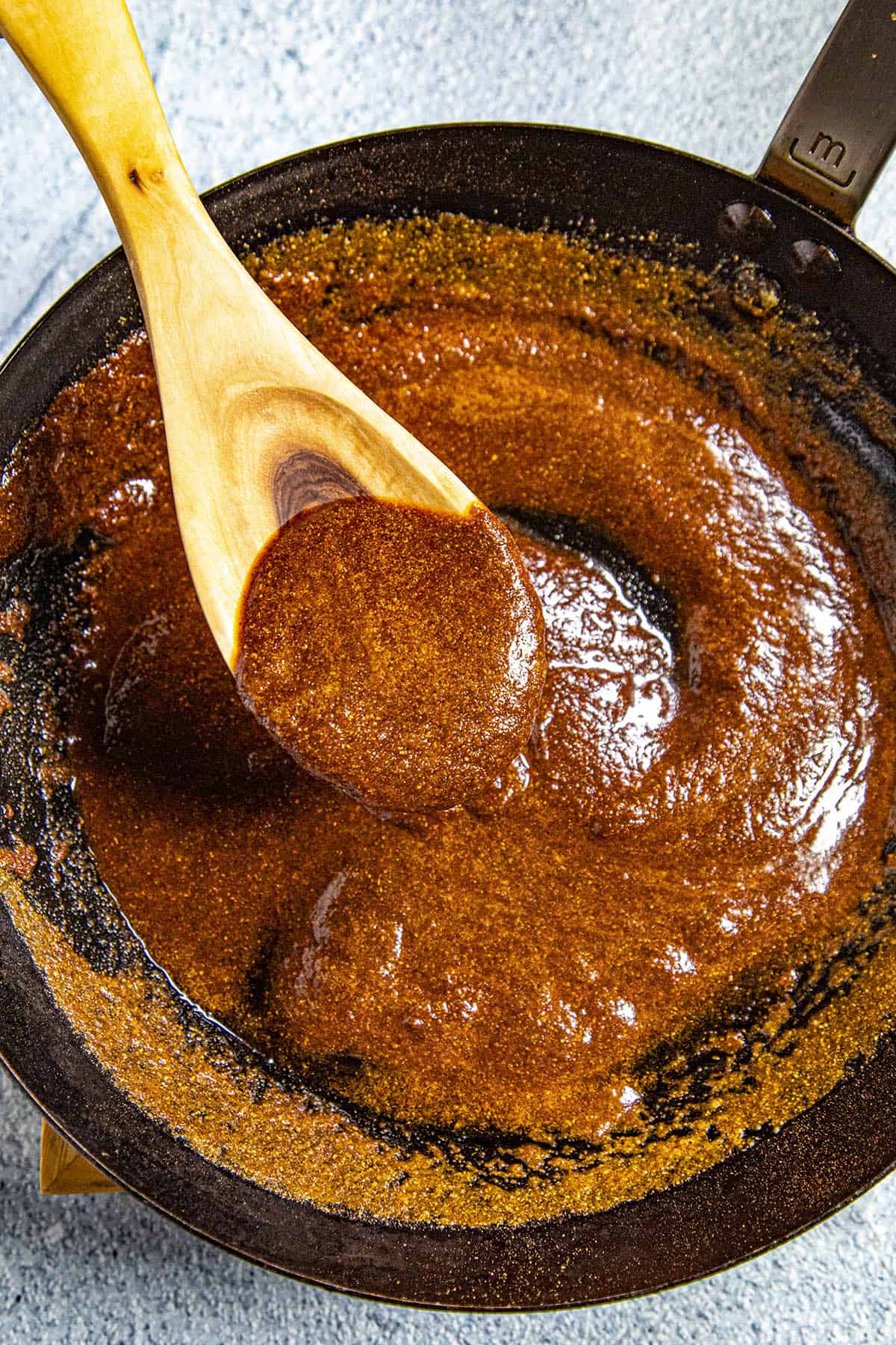 Nashville Hot Sauce swirled in a pan