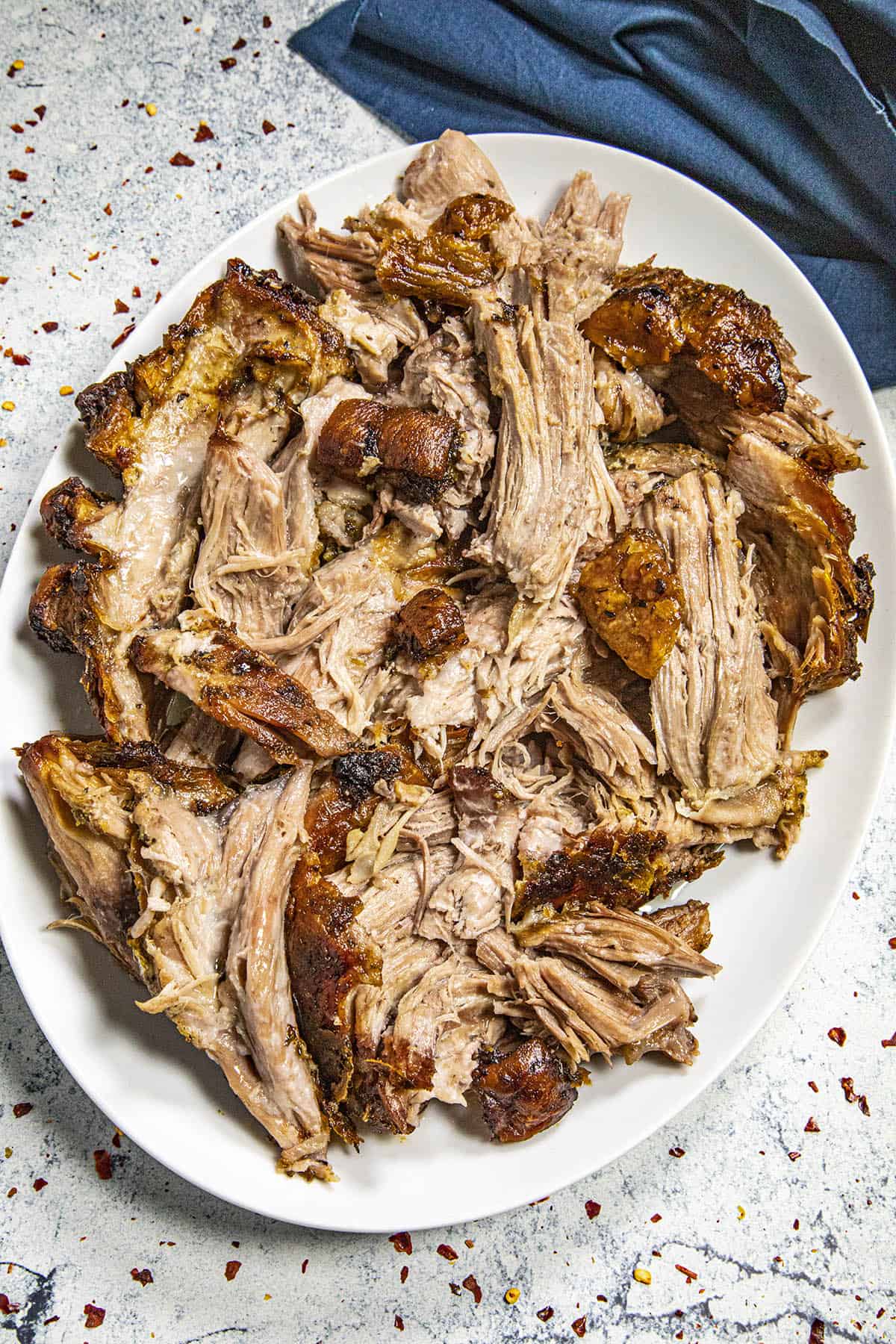 Pulled Pernil on a platter