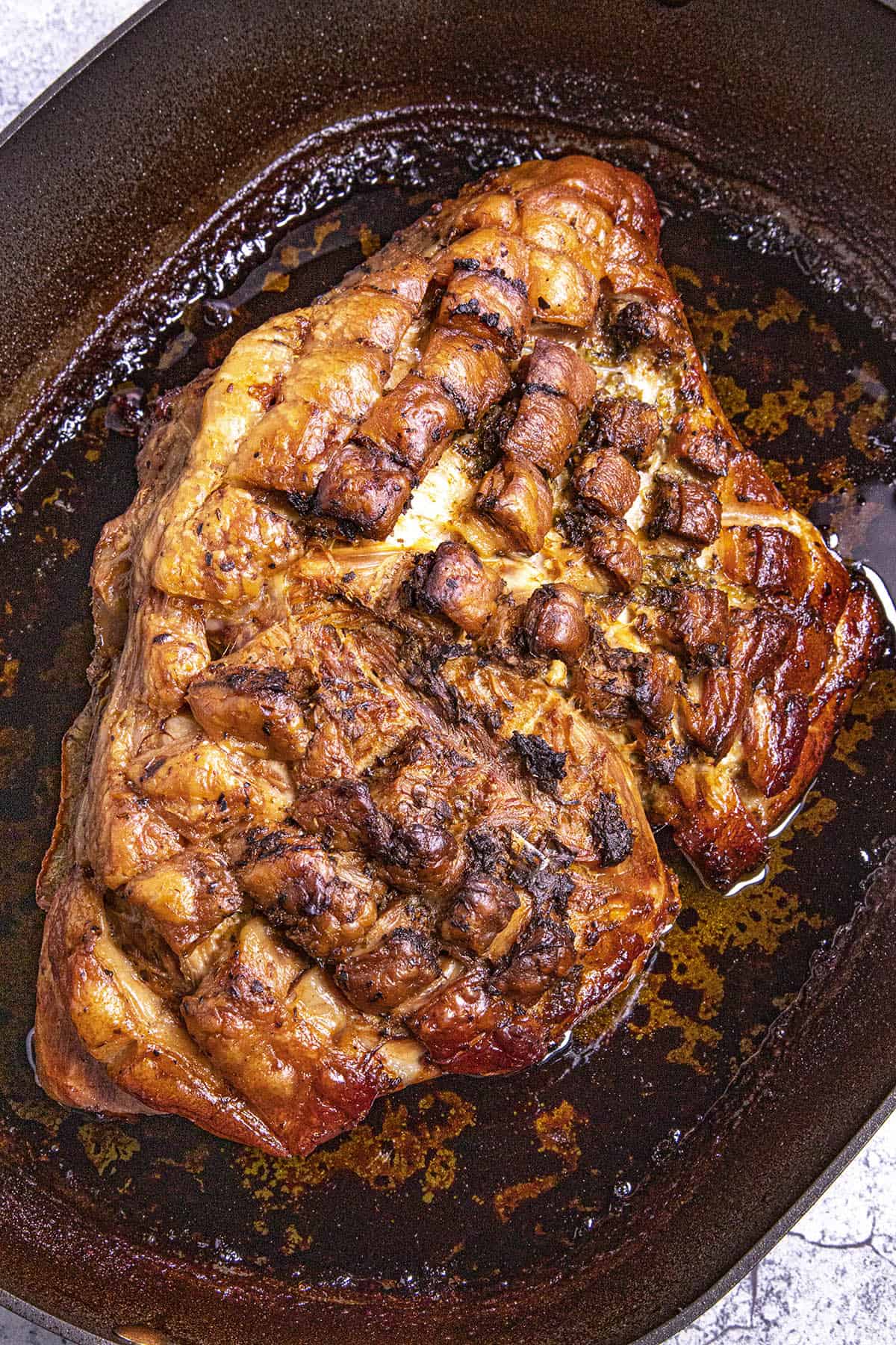 Roasted Pernil out of the oven